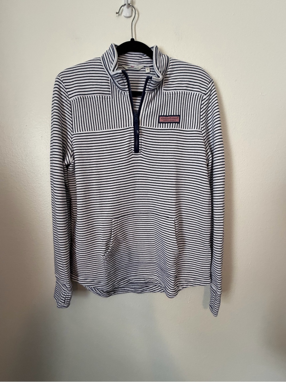 Vineyard Vines Pullover Sweatshirt Quarter Zip Blue White Stripes Size Small